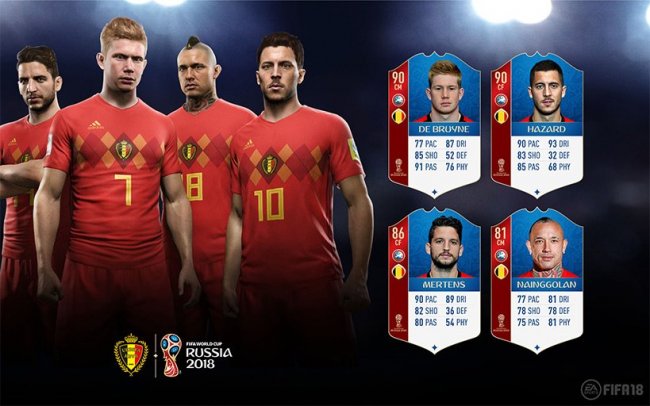 از ریتینگ بازیکنان بلژیک برای مد World Cup 2018 بازی FIFA 18 رونمایی شد