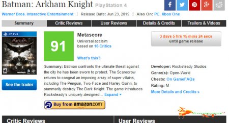 نمرات Batman: Arkham Knight منتشر شد|پایان بتمن هم موفقیت آمیز بود