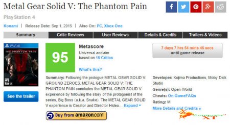 با نمرات Metal Gear Solid 5: The Phantom Pain همراه باشید|بزرگترین ساخته ی استاد کوجیما در راه است...