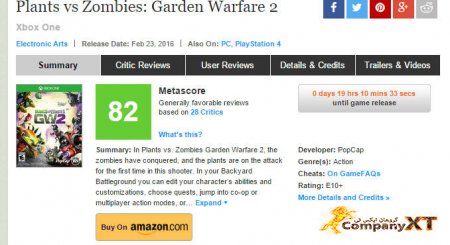 نمرات کامل بازی Plants Vs Zombies Garden Warfare 2  را اینجا مشاهده کنید.